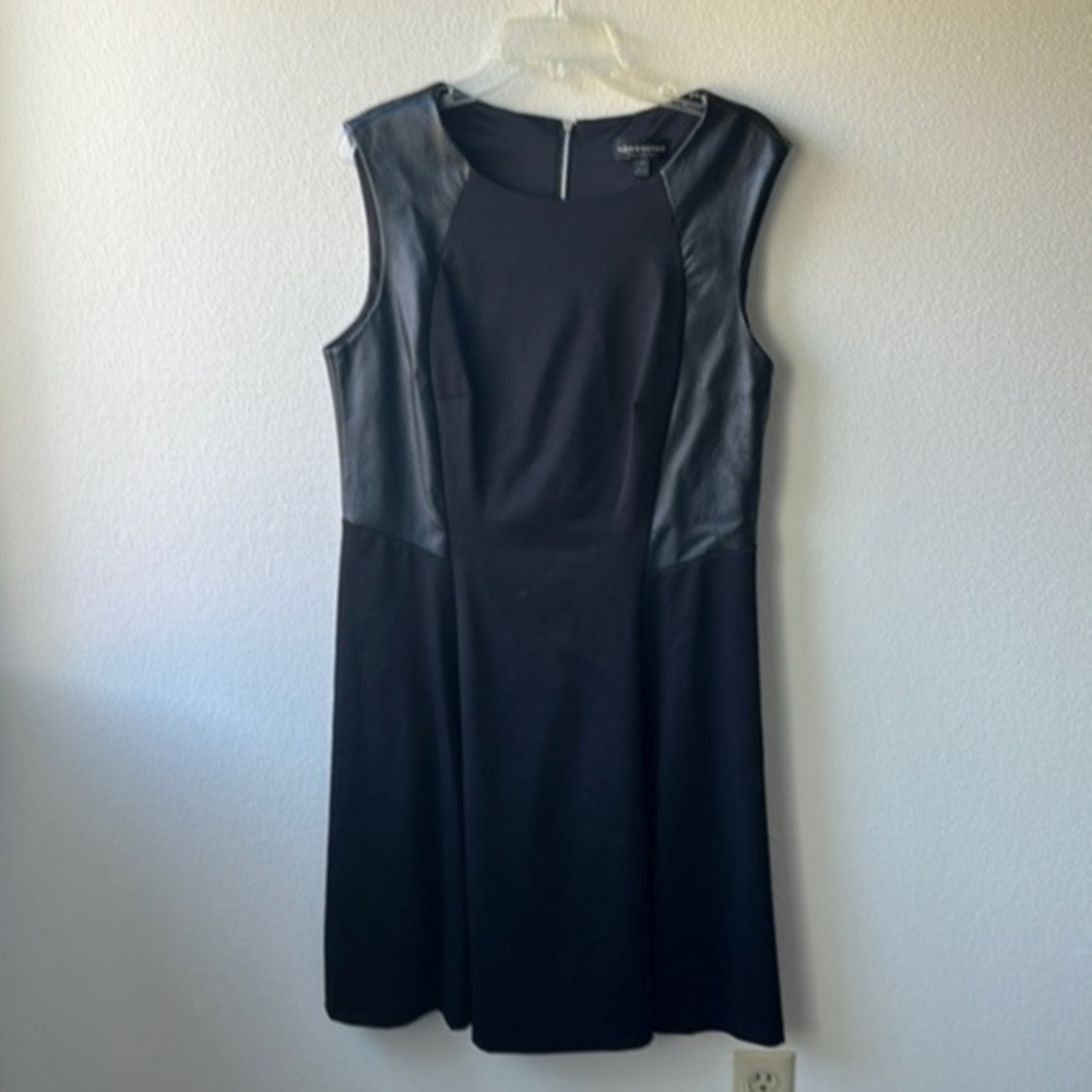 Connected apparel dress black Bikercore faux leather size 16